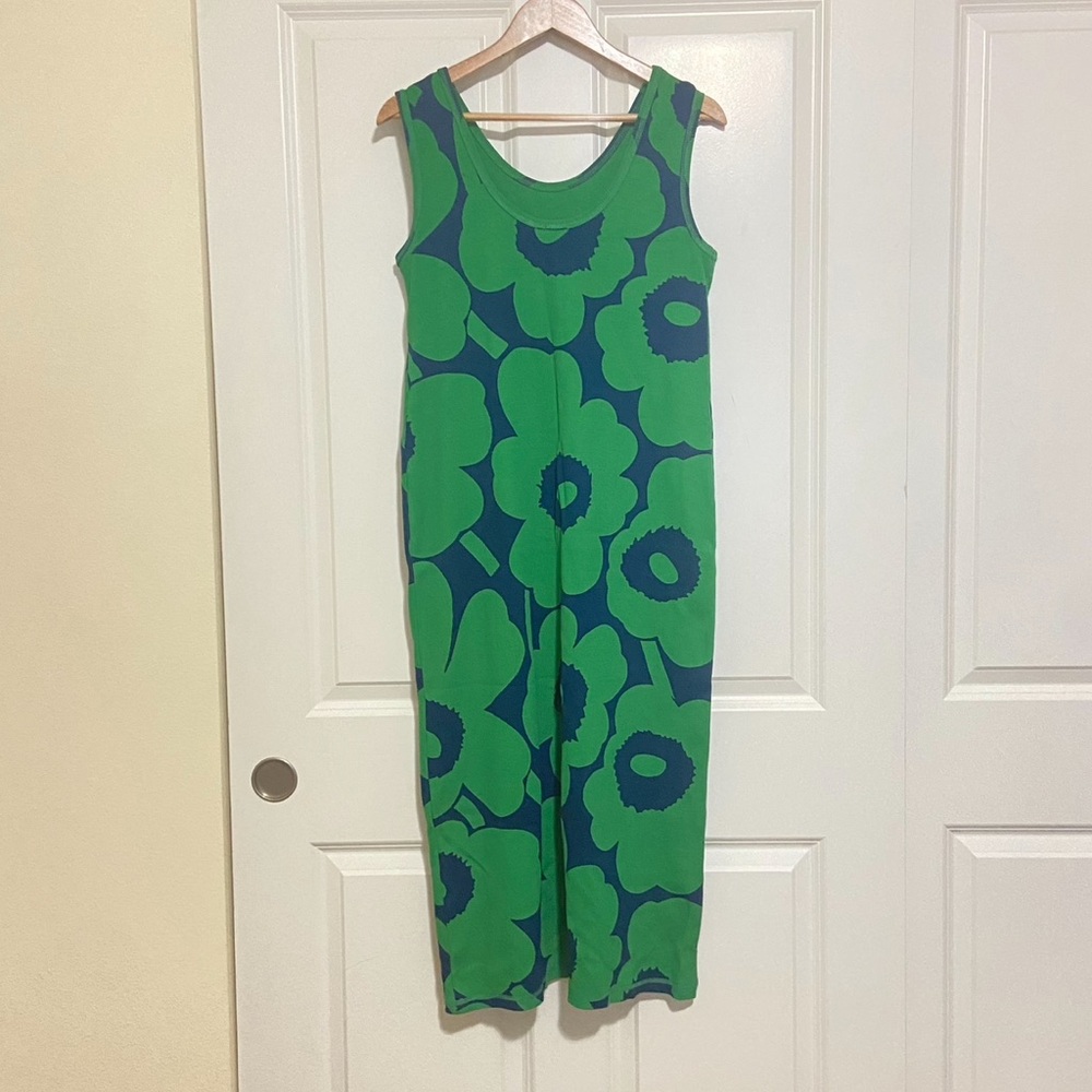 Marimekko Green & Navy Floral Knit Midi Dress - Picture 5 of 11